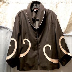 DEVINE DENIM NY BEIGE/BLK RHINSTONE ZIP JKT SZ 16W